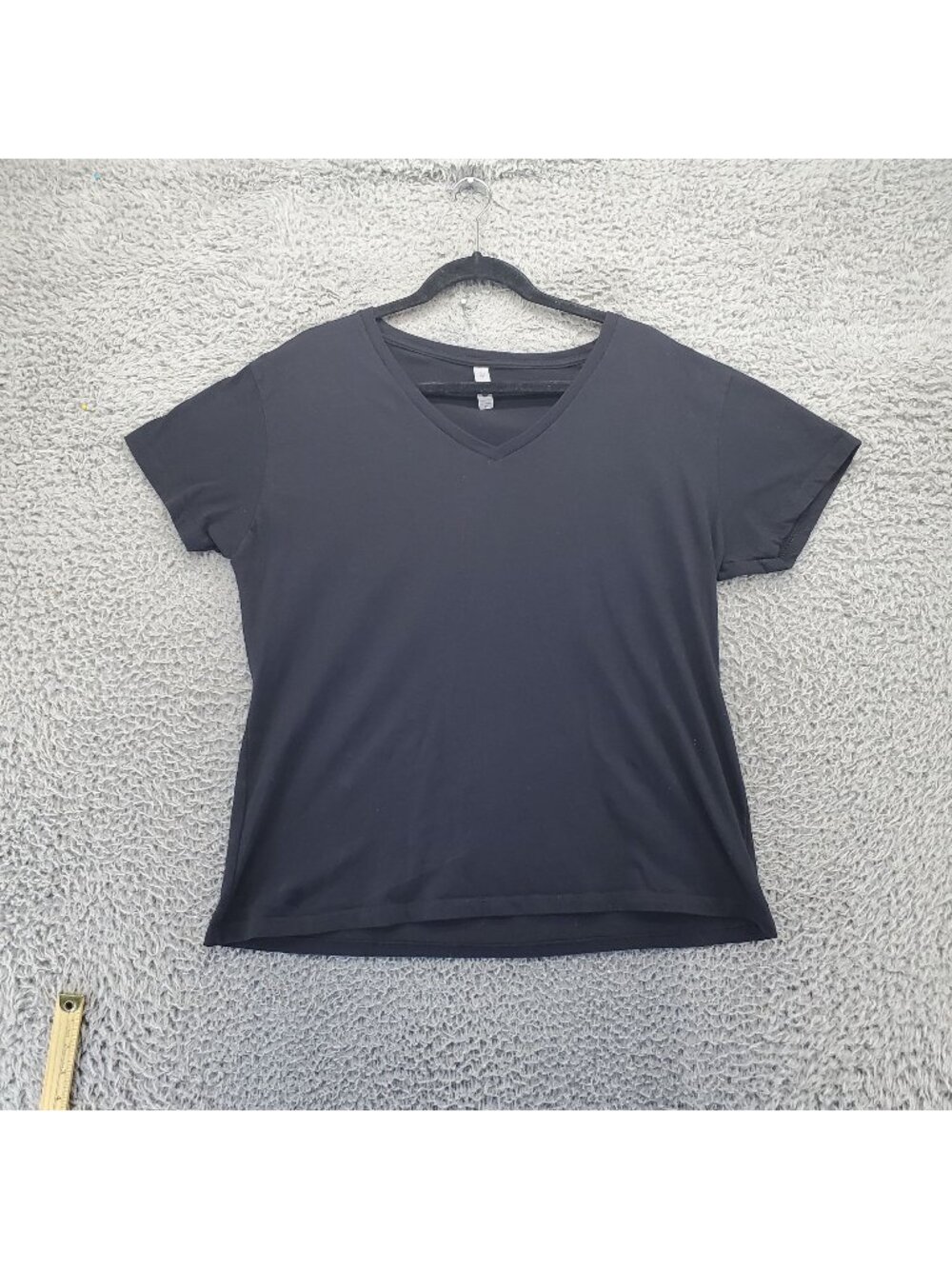 Next Level Top Womens 3XL Black V-Neck Short Sleeve Fitted Cotton